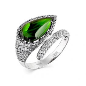 Кольцо из белого золота Мастер Бриллиант 05M1-208073-00-37 с бриллиантом и турмалином 05M1-208073-00-37 фото
