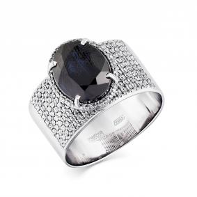 Кольцо из белого золота Мастер Бриллиант 05M1-208100-00-02 с бриллиантом и сапфиром 05M1-208100-00-02 фото