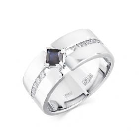 Кольцо из белого золота Мастер Бриллиант 05M1-208125-00-02 с бриллиантом и сапфиром 05M1-208125-00-02 фото