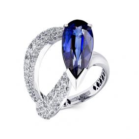 Кольцо из белого золота Мастер Бриллиант 05M1-208148-00-49 с бриллиантом и сапфировым корундом 05M1-208148-00-49 фото