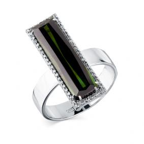 Кольцо из белого золота Мастер Бриллиант 05M1-208196-00-18 с бриллиантом и турмалином 05M1-208196-00-18 фото