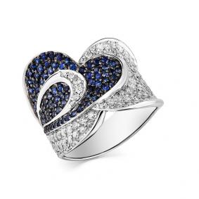 Кольцо из белого золота Мастер Бриллиант 05M1-208248-00-02 с бриллиантом и сапфиром 05M1-208248-00-02 фото