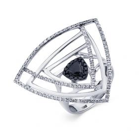 Кольцо из белого золота Мастер Бриллиант 05M1-208249-02-55 с бриллиантом и чёрным бриллиантом 05M1-208249-02-55 фото