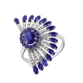 Кольцо из белого золота Мастер Бриллиант 05M1-208260-00-02 с бриллиантом и сапфиром 05M1-208260-00-02 фото