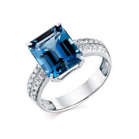 Кольцо из белого золота Мастер Бриллиант 05M1-208264-00-10 с бриллиантом и Лондон топазом 05M1-208264-00-10 фото
