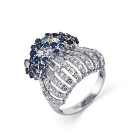 Кольцо из белого золота Мастер Бриллиант 05M1-208319-00-02 с бриллиантом и сапфиром 05M1-208319-00-02 фото