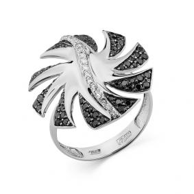 Кольцо из белого золота Мастер Бриллиант 05M1-208321-00-55 с бриллиантом и чёрным бриллиантом 05M1-208321-00-55 фото