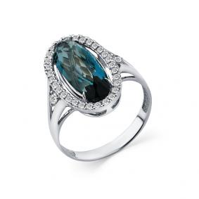 Кольцо из белого золота Мастер Бриллиант 05M1-208359-00-10 с бриллиантом и Лондон топазом 05M1-208359-00-10 фото
