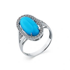 Кольцо из белого золота Мастер Бриллиант 05M1-208359-01-38 с бриллиантом и бирюзой 05M1-208359-01-38 фото