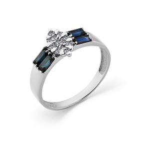 Кольцо из белого золота Мастер Бриллиант 05M1-208382-00-02 с бриллиантом и сапфиром 05M1-208382-00-02 фото