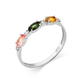 Кольцо из белого золота Мастер Бриллиант 05M1-208401-00-60 с бриллиантом и турмалином 05M1-208401-00-60 фото