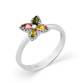 Кольцо из белого золота Мастер Бриллиант 05M1-208409-00-60 с бриллиантом и турмалином 05M1-208409-00-60 фото