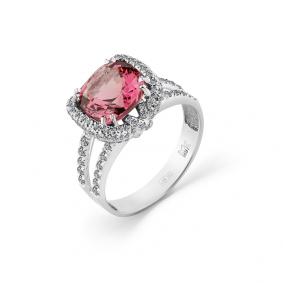 Кольцо из белого золота Мастер Бриллиант 05M1-208410-01-18 с бриллиантом и турмалином 05M1-208410-01-18 фото