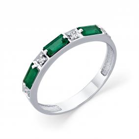 Кольцо из белого золота Мастер Бриллиант 05M1-208419-00-01 с бриллиантом и изумрудом 05M1-208419-00-01 фото