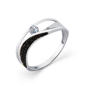 Кольцо из белого золота Мастер Бриллиант 05M1-208420-00-55 с бриллиантом и чёрным бриллиантом 05M1-208420-00-55 фото