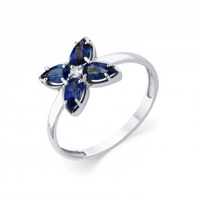 Кольцо из белого золота Мастер Бриллиант 05M1-208425-00-47 с бриллиантом и сапфиром 05M1-208425-00-47 фото