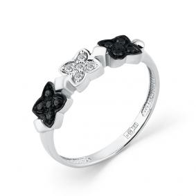 Кольцо из белого золота Мастер Бриллиант 05M1-208428-00-55 с бриллиантом и чёрным бриллиантом 05M1-208428-00-55 фото