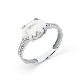 Кольцо из белого золота Мастер Бриллиант 05M1-208448-00-28 с бриллиантом и жемчугом 05M1-208448-00-28 фото