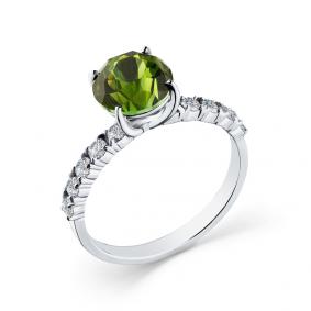 Кольцо из белого золота Мастер Бриллиант 05M1-208474-00-18 с бриллиантом и турмалином 05M1-208474-00-18 фото