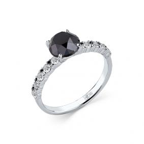 Кольцо из белого золота Мастер Бриллиант 05M1-208474-00-55 с бриллиантом и чёрным бриллиантом 05M1-208474-00-55 фото