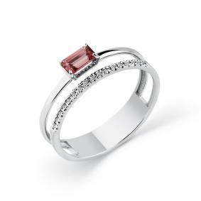 Кольцо из белого золота Мастер Бриллиант 05M1-208595-00-60 с бриллиантом и турмалином 05M1-208595-00-60 фото