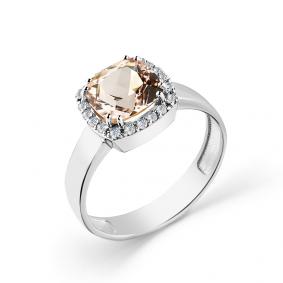 Кольцо из белого золота Мастер Бриллиант 05M1-208628-00-13 с бриллиантом и морганитом 05M1-208628-00-13 фото