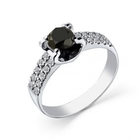 Кольцо из белого золота Мастер Бриллиант 05M1-208650-00-55 с бриллиантом и чёрным бриллиантом 05M1-208650-00-55 фото