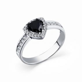 Кольцо из белого золота Мастер Бриллиант 05M1-208676-00-55 с бриллиантом и чёрным бриллиантом 05M1-208676-00-55 фото