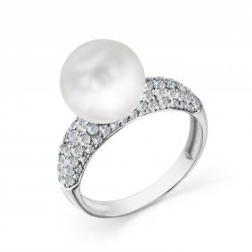 Кольцо из белого золота Мастер Бриллиант 05M1-208708-01-28 с бриллиантом и жемчугом 05M1-208708-01-28 фото