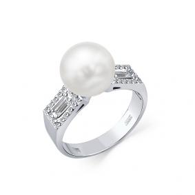 Кольцо из белого золота Мастер Бриллиант 05M1-208710-01-28 с бриллиантом и жемчугом 05M1-208710-01-28 фото