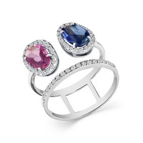 Кольцо из белого золота Мастер Бриллиант 05M1-208716-03-57 с бриллиантом и сапфиром 05M1-208716-03-57 фото