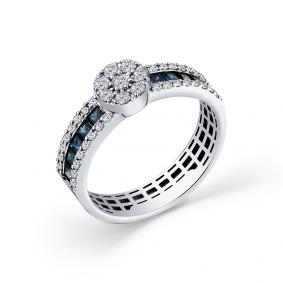 Кольцо из белого золота Мастер Бриллиант 05M1-208743-00-02 с бриллиантом и сапфиром 05M1-208743-00-02 фото