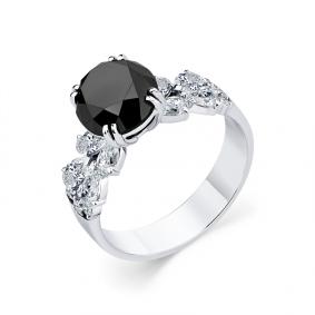 Кольцо из белого золота Мастер Бриллиант 05M1-208746-05-55 с бриллиантом и чёрным бриллиантом 05M1-208746-05-55 фото