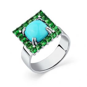 Кольцо из белого золота Мастер Бриллиант 05M1-208758-00-55 с гранатом и бирюзой 05M1-208758-00-55 фото