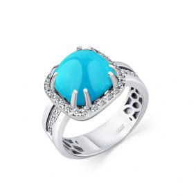 Кольцо из белого золота Мастер Бриллиант 05M1-208764-01-38 с бриллиантом и бирюзой 05M1-208764-01-38 фото