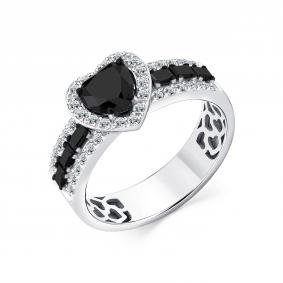 Кольцо из белого золота Мастер Бриллиант 05M1-208772-01-55 с бриллиантом и чёрным бриллиантом 05M1-208772-01-55 фото