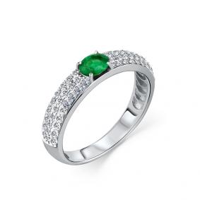 Кольцо из белого золота Мастер Бриллиант 05M1-208775-00-01 с бриллиантом и изумрудом 05M1-208775-00-01 фото