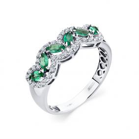 Кольцо из белого золота Мастер Бриллиант 05M1-208843-00-01 с бриллиантом и изумрудом 05M1-208843-00-01 фото