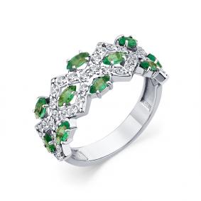 Кольцо из белого золота Мастер Бриллиант 05M1-208853-00-01 с бриллиантом и изумрудом 05M1-208853-00-01 фото