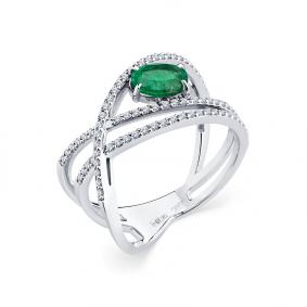 Кольцо из белого золота Мастер Бриллиант 05M1-208855-00-01 с бриллиантом и изумрудом 05M1-208855-00-01 фото