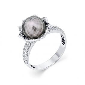 Кольцо из белого золота Мастер Бриллиант 05M1-208861-00-24 с бриллиантом и жемчугом 05M1-208861-00-24 фото