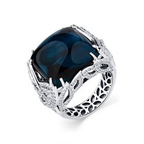 Кольцо из белого золота Мастер Бриллиант 05M1-208886-00-10 с бриллиантом и Лондон топазом 05M1-208886-00-10 фото