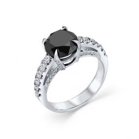 Кольцо из белого золота Мастер Бриллиант 05M1-208918-00-55 с бриллиантом и чёрным бриллиантом 05M1-208918-00-55 фото