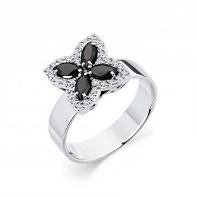 Кольцо из белого золота Мастер Бриллиант 05M1-208919-01-55 с бриллиантом и чёрным бриллиантом 05M1-208919-01-55 фото
