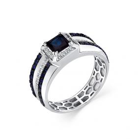 Кольцо из белого золота Мастер Бриллиант 05M1-208940-00-02 с бриллиантом и сапфиром 05M1-208940-00-02 фото
