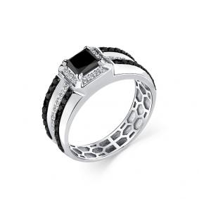 Кольцо из белого золота Мастер Бриллиант 05M1-208940-00-55 с бриллиантом и чёрным бриллиантом 05M1-208940-00-55 фото