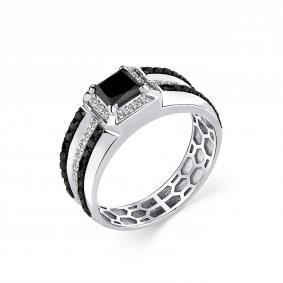 Кольцо из белого золота Мастер Бриллиант 05M1-208940-02-55 с бриллиантом и чёрным бриллиантом 05M1-208940-02-55 фото