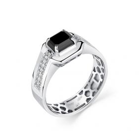 Кольцо из белого золота Мастер Бриллиант 05M1-208941-00-55 с бриллиантом и чёрным бриллиантом 05M1-208941-00-55 фото