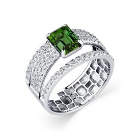 Кольцо из белого золота Мастер Бриллиант 05M1-208951-00-18 с бриллиантом и турмалином 05M1-208951-00-18 фото