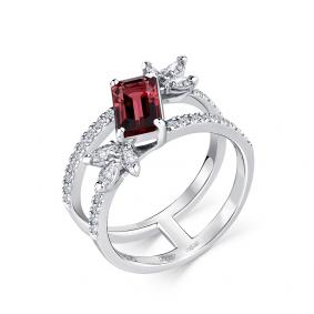 Кольцо из белого золота Мастер Бриллиант 05M1-208952-00-18 с бриллиантом и турмалином 05M1-208952-00-18 фото